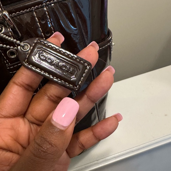 Coach Dark Brown Patent Leather Tote - Picture 5 of 13